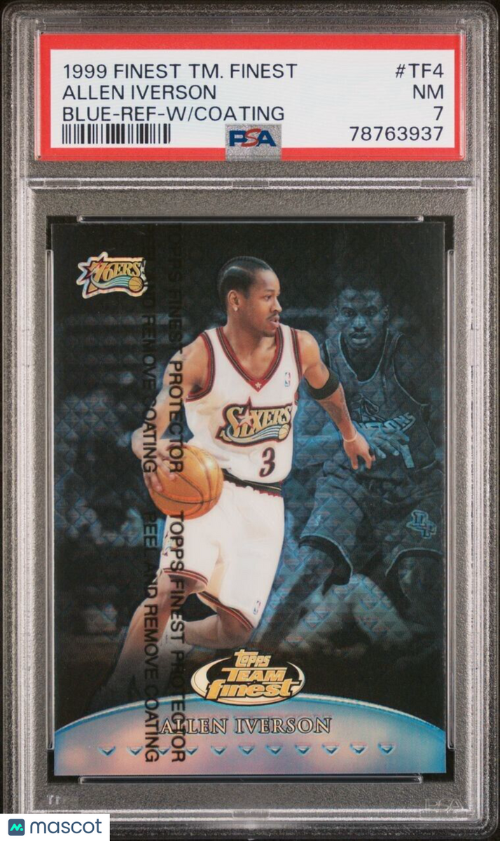 1999 Finest Team Finest Allen Iverson Blue Refractor /150 w