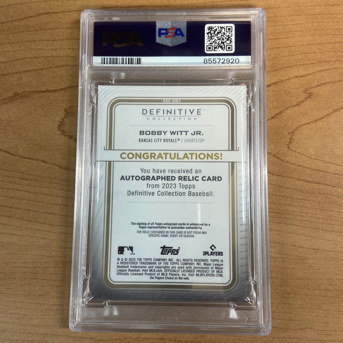 2023 Topps Definitive Bobby Witt JR Auto Relic Collection