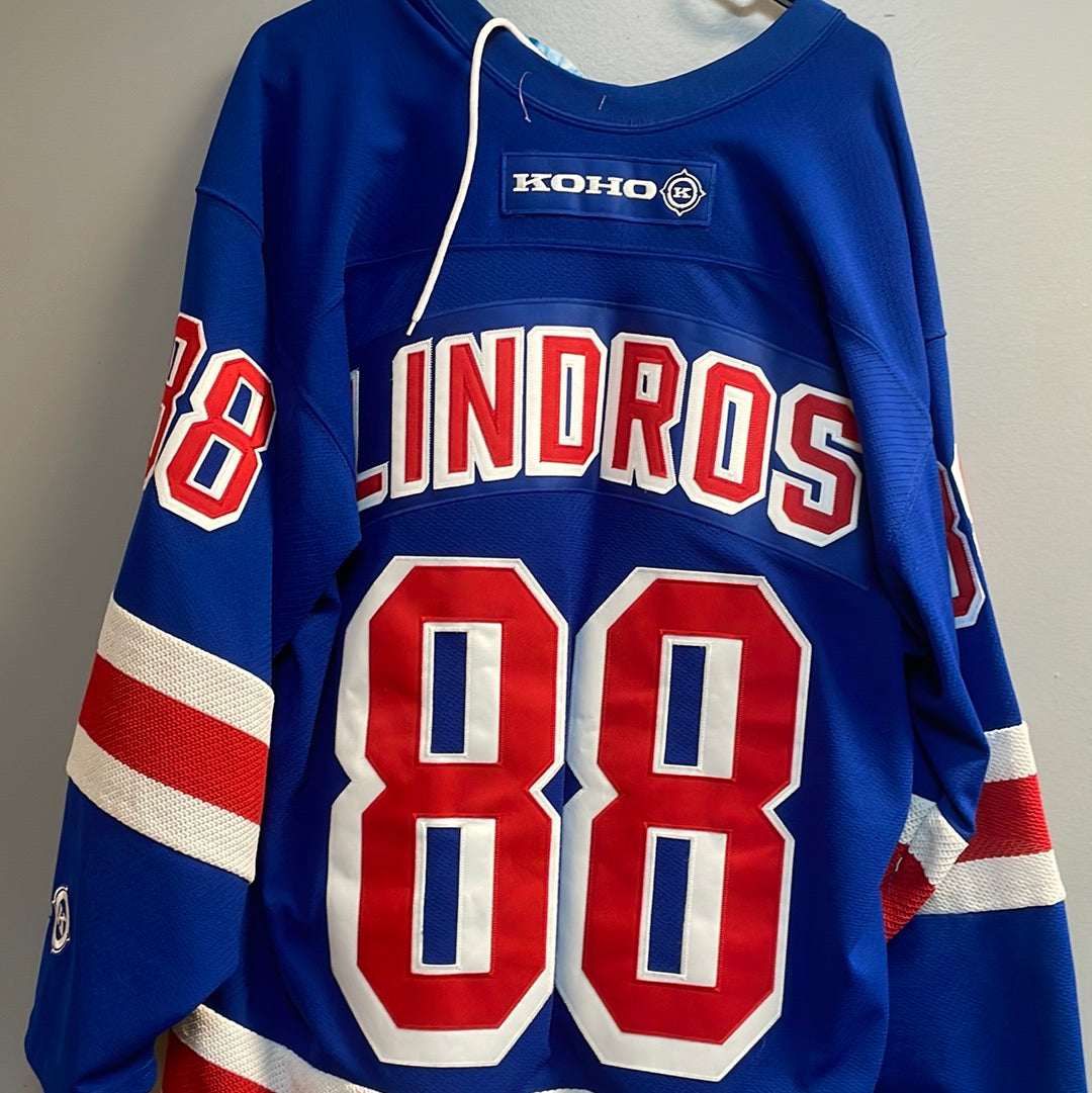 VTG Eric Lindros KOHO New York Rangers NHL LICENSED JERSEY Sewn Letters AIR  KNIT