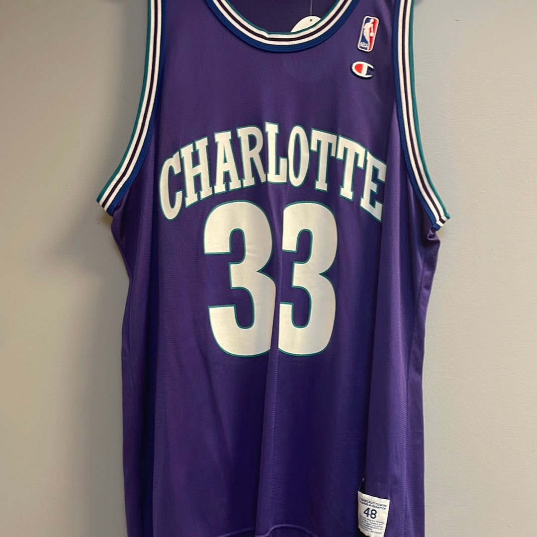 Alonzo Mourning Charlotte Hornets White Champion Jersey - 5 Star Vintage