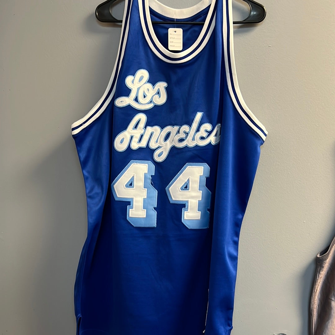  Mitchell & Ness Los Angeles Lakers Jerry West Throwback Road  Swingman Jersey Blue (Medium) : Sports & Outdoors