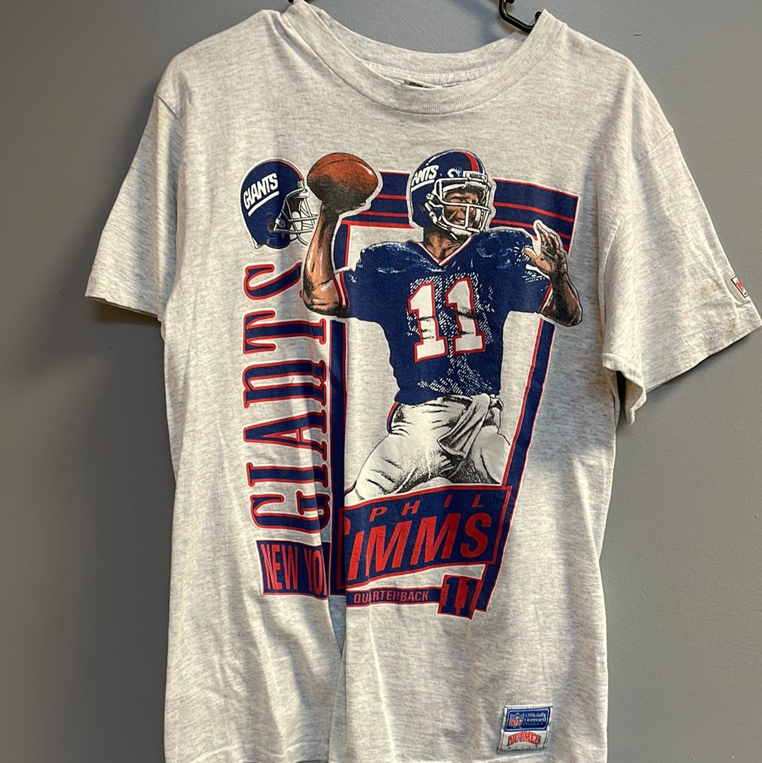 New York Giants Phil Simms Reebok Throwback Distressed T Shirt