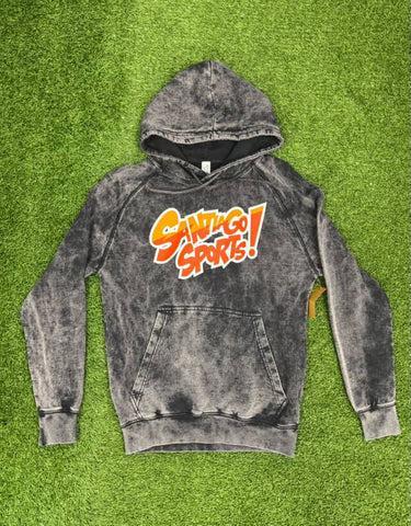 KABOOM RED LOGO HOODIE ACID WASH