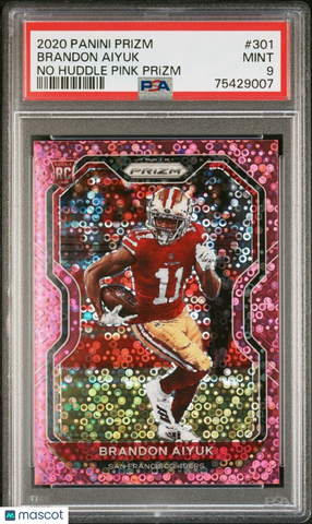 2020 Panini Prizm Brandon Aiyuk #301 No Huddle Pink Rookie RC #'d 12/15 PSA 9