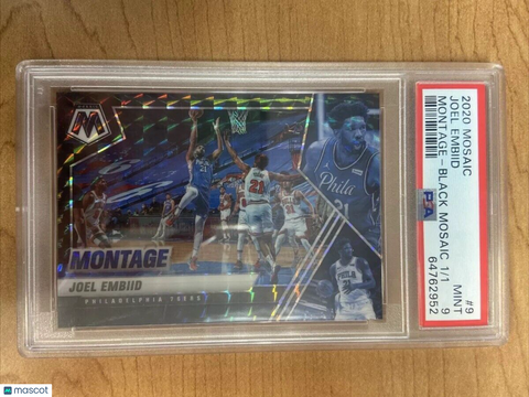 2020 Panini Mosaic Joel Embiid Montage #9 Black Prizm 1/1 PSA 9 Mint