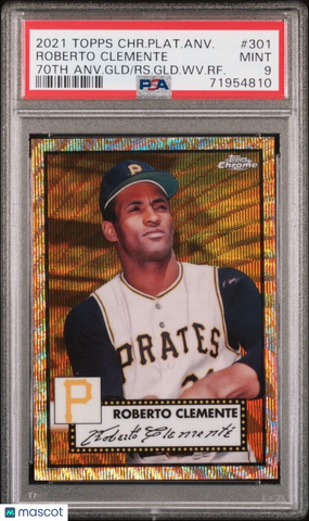 2021 Topps Chrome Platinum Anniversary Roberto Clemente Gold Wave #'d /50 PSA 9