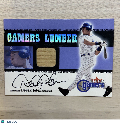 2000 Fleer Gamers Lumber DEREK JETER GU Bat Patch On Card Auto - Yankees Captain