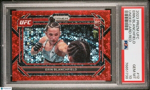 2023 Panini Prizm UFC Erin Blanchfield Under Card Red RC #'d 2/99 PSA 10 POP 1