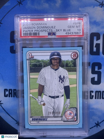 2020 Bowman Paper Prospect Sky Blue Jasson Dominguez PSA 10 Pop 68 /499 Yankees