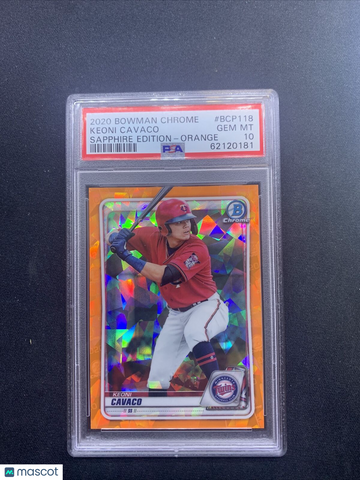 2020 Bowman Chrome Orange Sapphire Keoni Cavaco PSA 10 /75 Pop 1 Twins