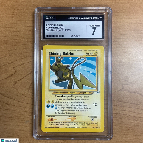 2002 Pokemon Neo Destiny Shining Raichu 111/105 CGC 7 Near Mint