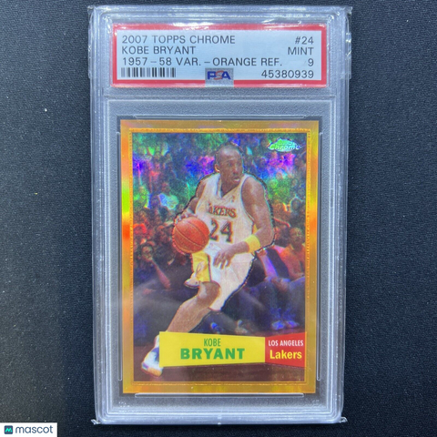 2007-08('57-58 Variation)Topps Chrome Orange Refractor #/199 Kobe Bryant PSA 9