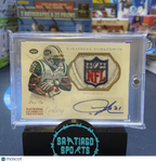 2014 LADAINIAN TOMLINSON NATIONAL TREASURES GAME USED NFL SHIELD PATCH AUTO JETS