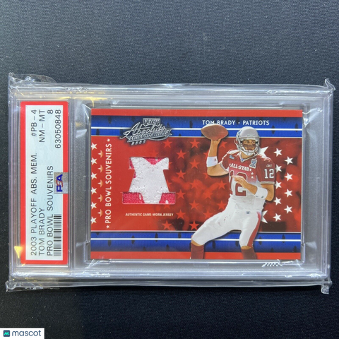 2003 Playoff Absolute TOM BRADY GAME USED 1st Pro Bowl Patch PSA 8 /600 ! RARE