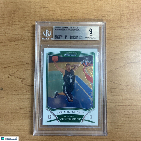 RUSSELL WESTBROOK 2008/09 BOWMAN CHROME #114 RC ROOKIE THUNDER BGS 9