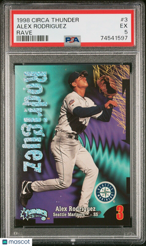 1998 Circa Thunder Alex Rodriguez #3 Rave #'d 87/150 PSA 5 - Mariners / Yankees