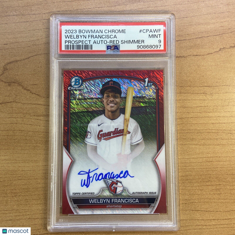 2023 Bowman Chrome Welbyn Francisca Prospect Auto Red Shimmer PSA 9