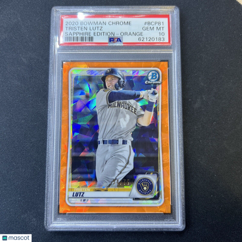 2020 Bowman Chrome Tristen Lutz Orange Sapphire  PSA 10 /75  BREWERS