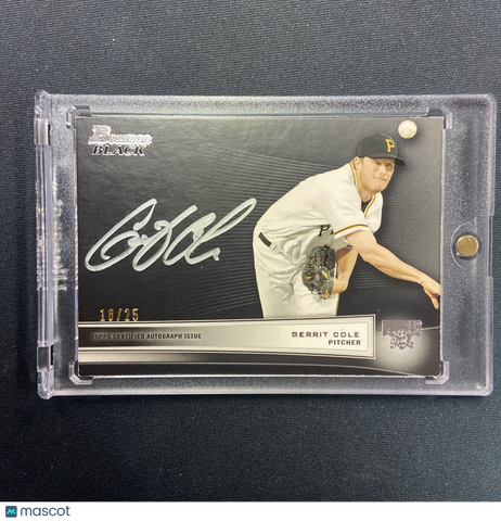 2012 Bowman Black Gerrit Cole On Card auto /25 Silver Ink