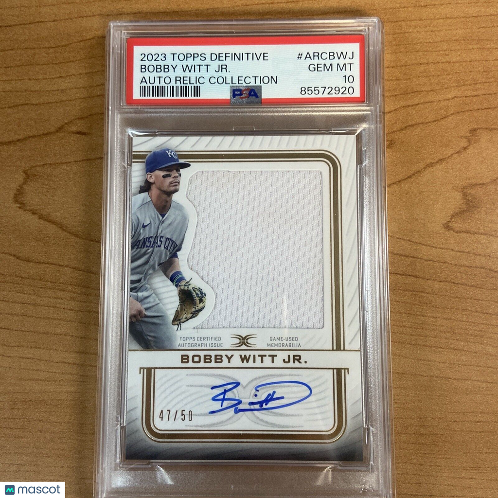2023 Topps Definitive Bobby Witt JR Auto Relic Collection /50 PSA 2023 Topps Definitive Bobby Witt JR Auto Relic Collection /50 PSA