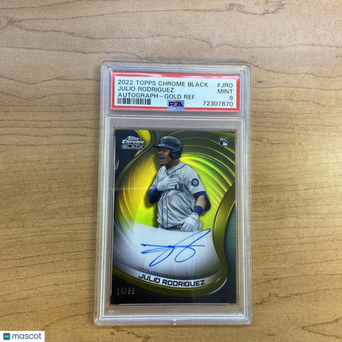 2022 Topps Chrome Black Julio Rodriguez Gold Refractor RC AUTO /50 PSA 9 MARINER