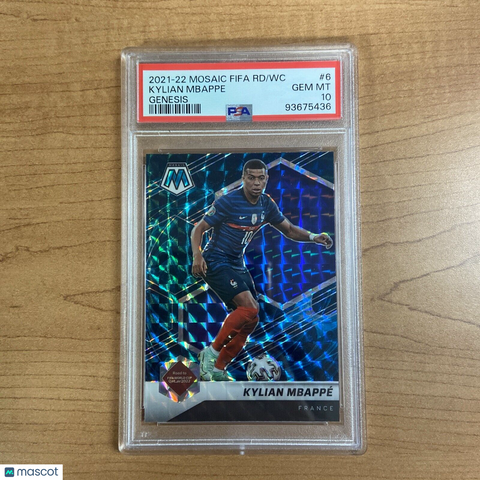 2021-22 Panini Mosaic Fifa World Cup Kylian Mbappe #6 Genesis PSA 10 France