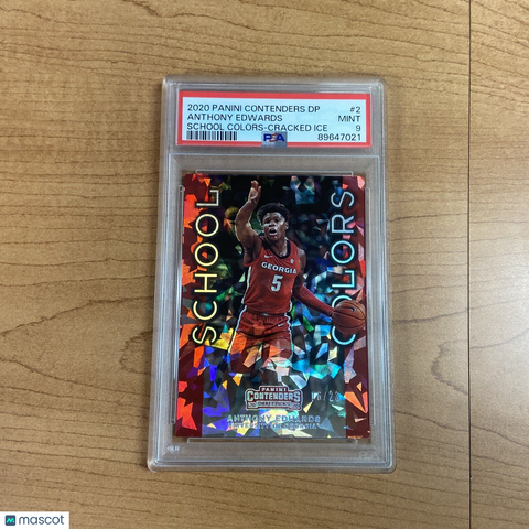 2020 Panini Contenders Anthony Edwards Draft School Colors Cracked Ice/23 PSA  9