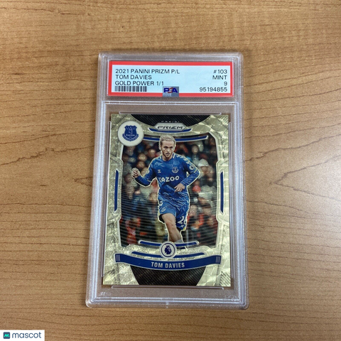 2021 Panini Prizm Premier League Tom Davies Gold Power 1/1 #103 PSA 9 Everton