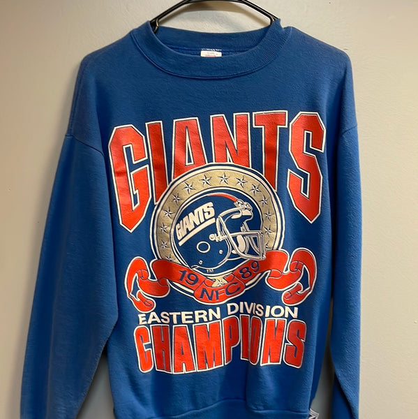 Vintage Logo 7 New York Giants Crewneck Sweatshirt Large Blue USA