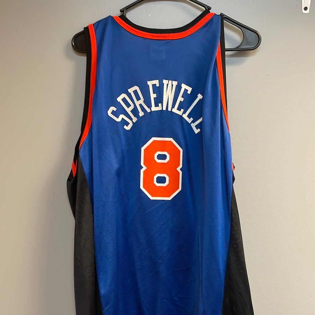 distressed* Champion Nba New York Knicks #8 Latrell Sprewell