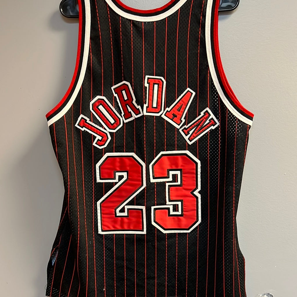 Nike, Shirts, Michael Jordan Chicago Bulls Black Pinstripe Jersey Size Xl
