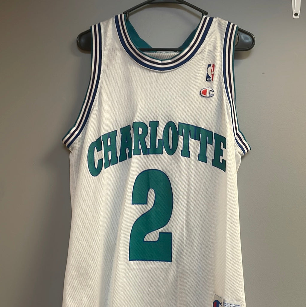 MINT Charlotte Hornets Jersey Champion Larry Johnson SIGNED NBA Basketball  44